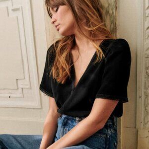 Sezane Valencia Blouse in Black